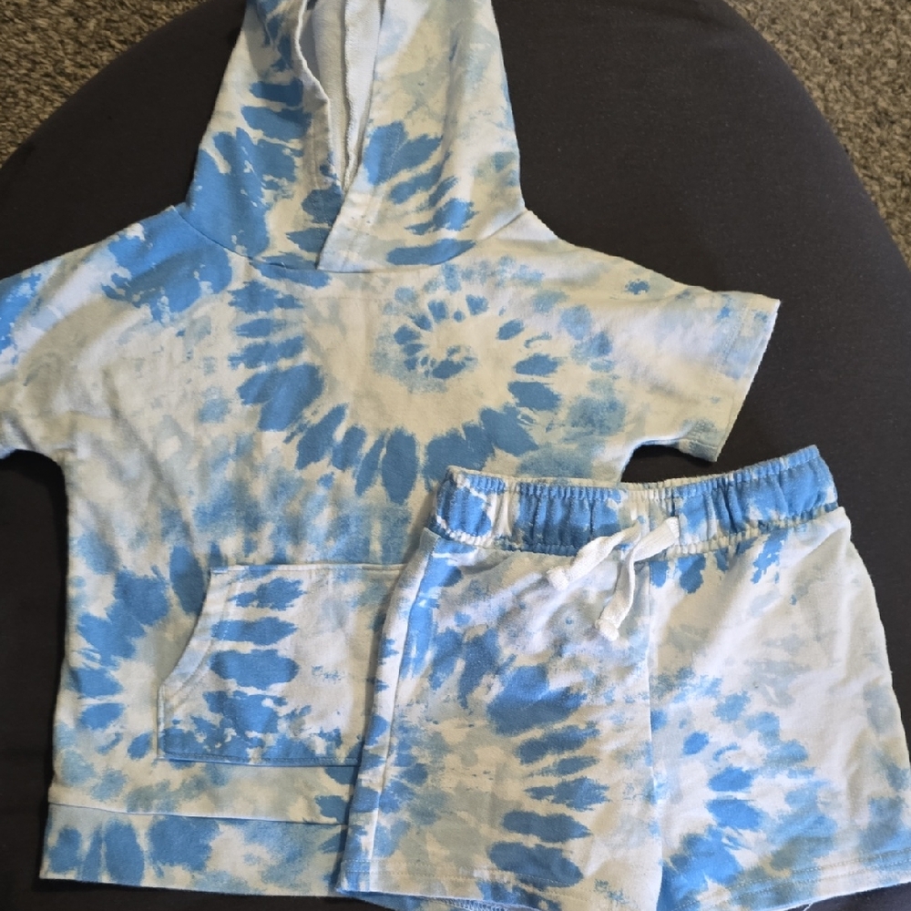 Cat & Jack Sky Blue Tie-Dye Hoodie and Shorts